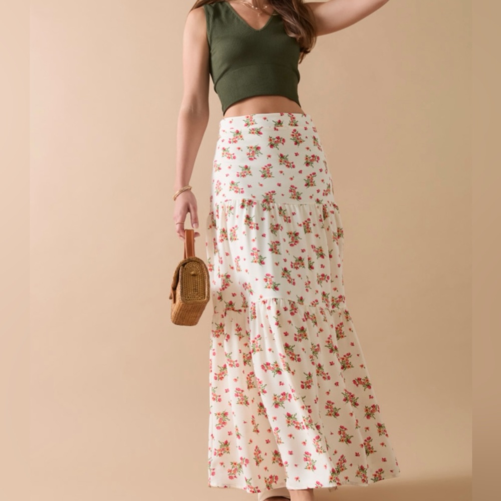 NWT Courtney Clip Dot Maxi Skirt